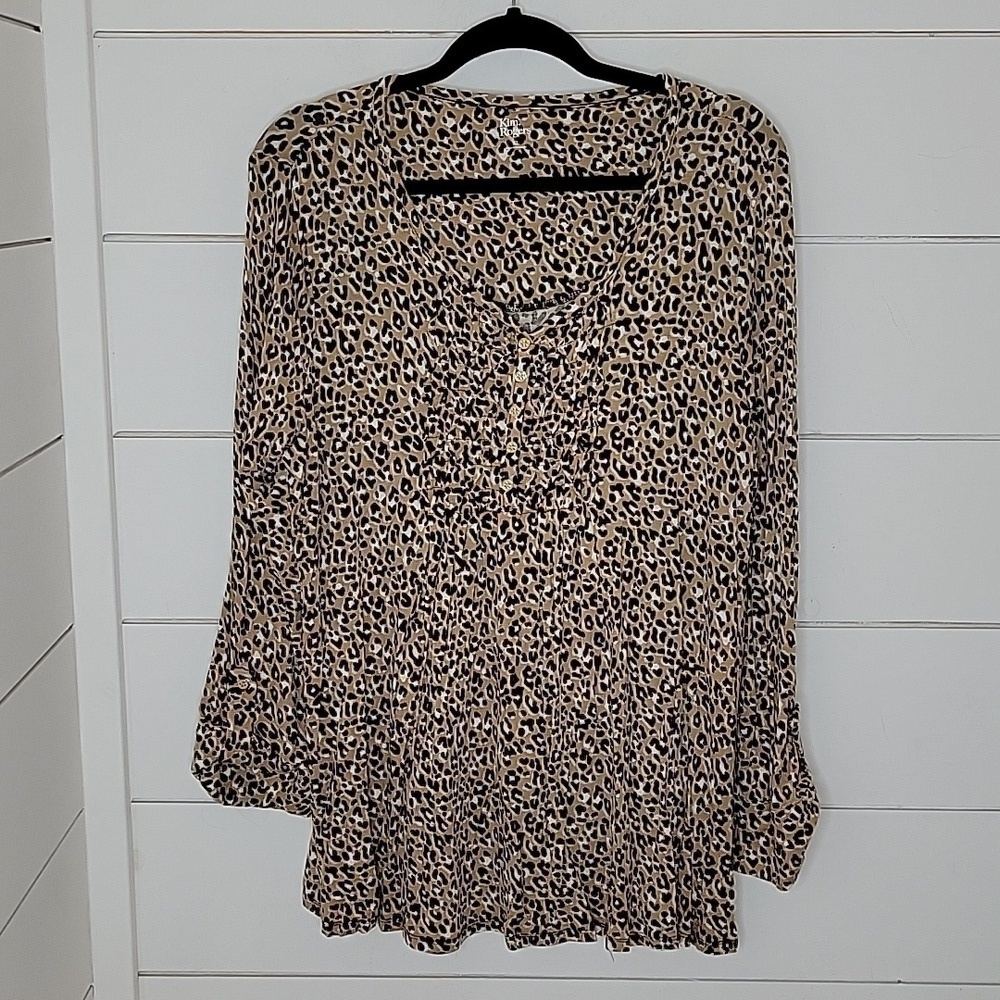 KIM ROGERS XL animal print long sleeve top